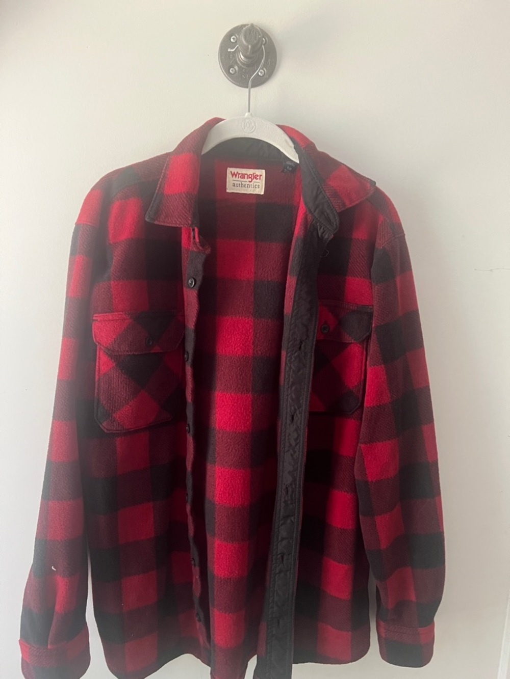 Wrangler Red and Black Buffalo Plaid Button-Up Shirt Jacket